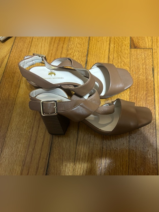 Brooks Brothers Shoes - Brooks Brothers Ankle Strap Sandals Brown Leather Heels Women's Size 7.5